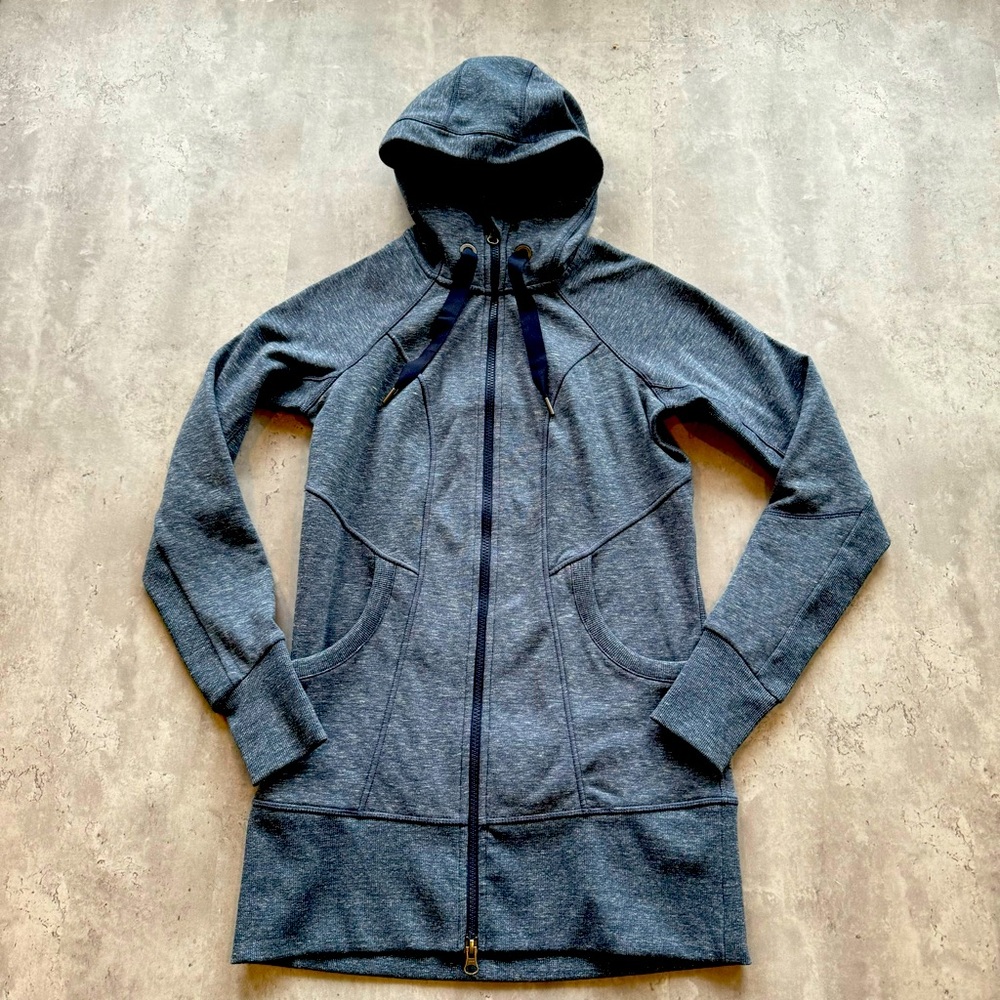 Athleta Strength Hoodie Blue Space Dye, XS